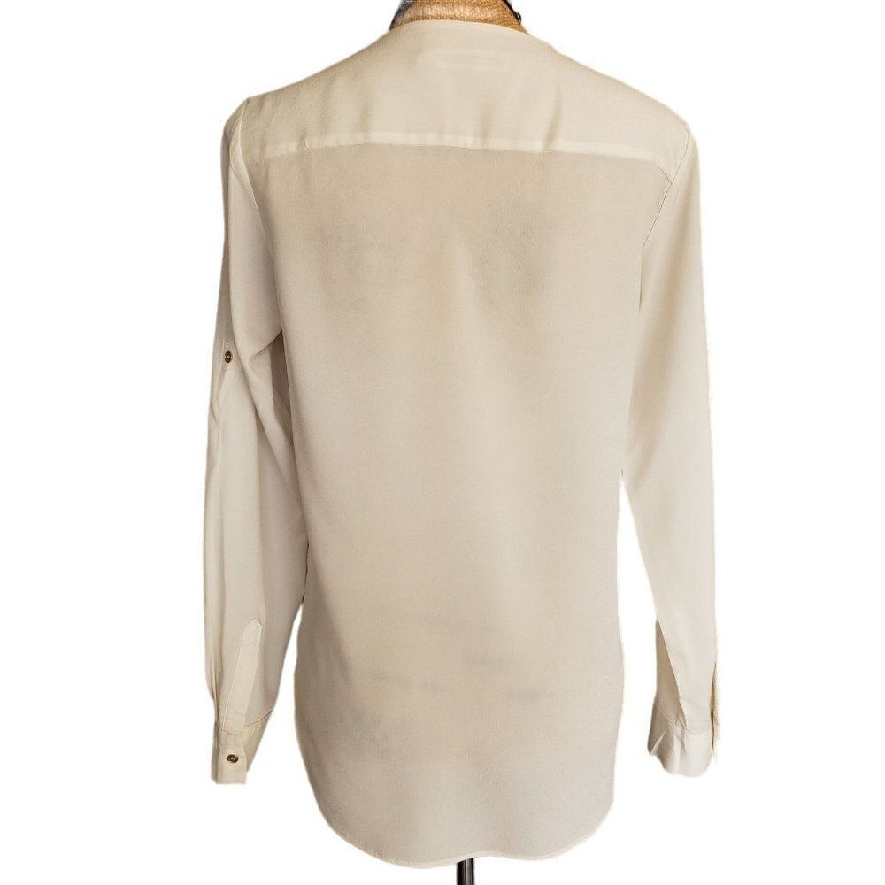 Calvin Klein Women's Dressy Blouse White Drape Top Wrap Long Sleeve XS NWOT - Picture 2 of 9